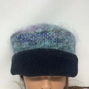 Fancy Cap Warner Hand Weaving wool blue black fleece cap hat